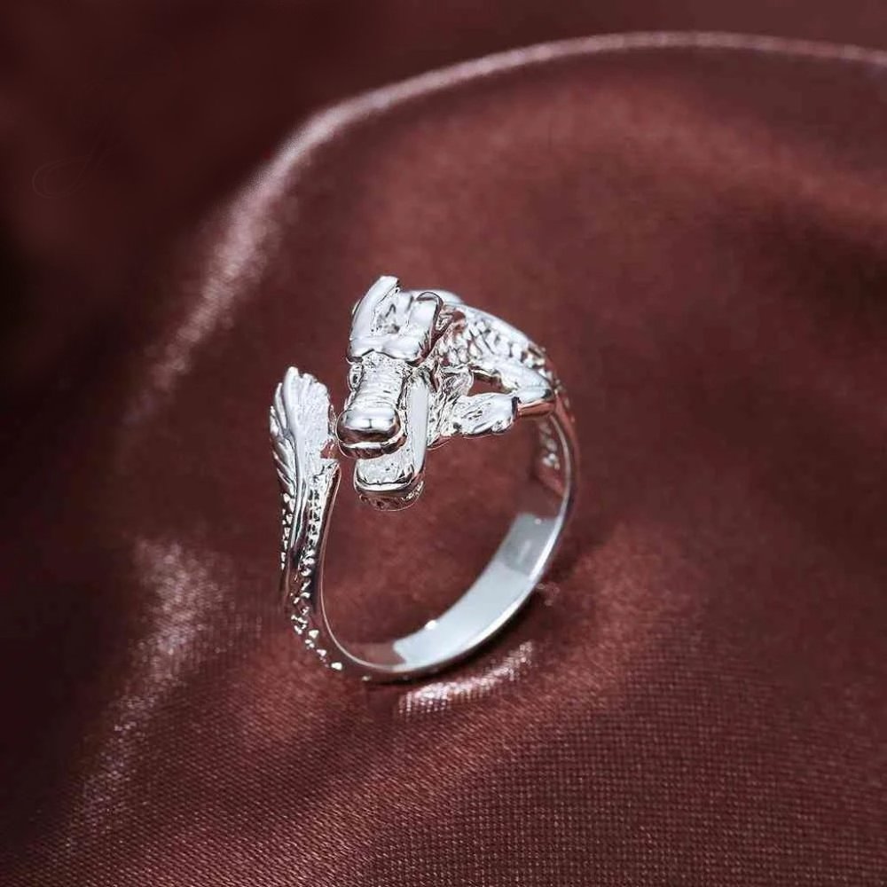 ❤️ NEW 💎 925 Sterling Silver Ring Adjustable Dragon Retro Gift - Picture 2 of 6